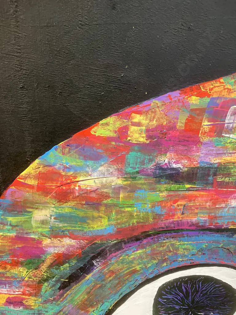 'The Face' Gemma Lopes Original Artwork - Acrylic On Recycled Pallet Top. H103 W123 D1cm Image 1++