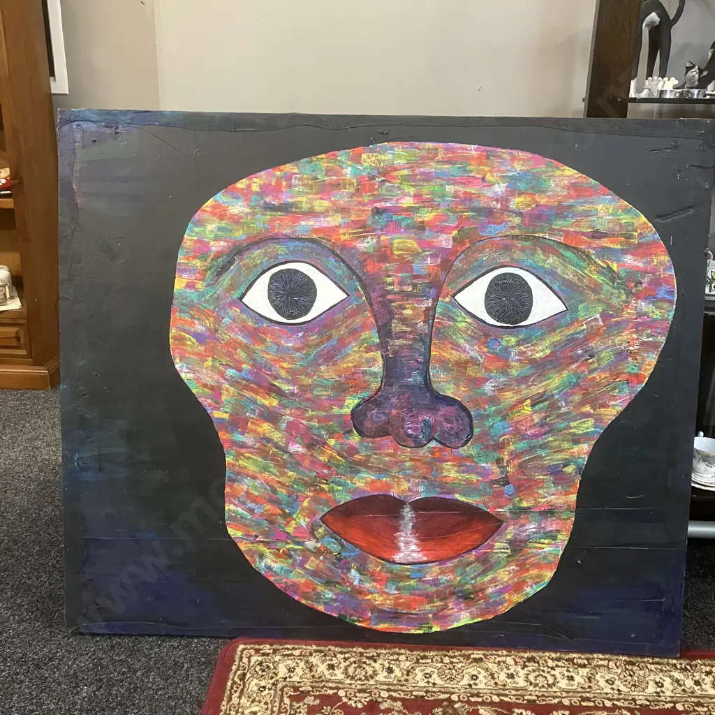 'The Face' Gemma Lopes Original Artwork - Acrylic On Recycled Pallet Top. H103 W123 D1cm Image 1++