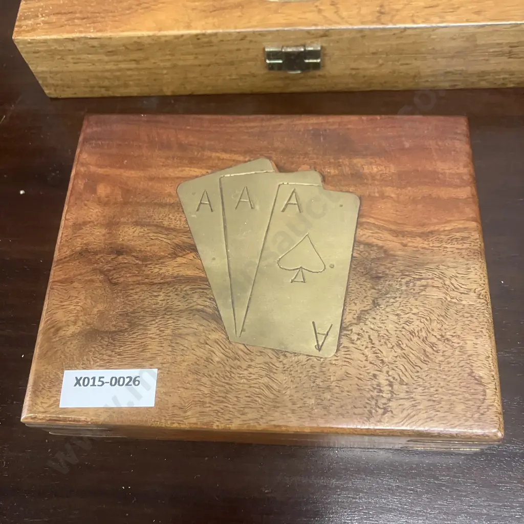 Vintage Ormond Palmas Wooden Cigar Box & Wooden Two Pack Playing Cards Box Image 1++