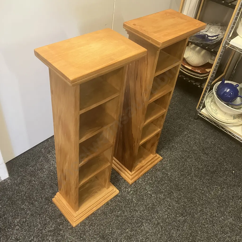 Pair of Rimu CD Stands. H87 W30.5 D19.5cm Image 1++