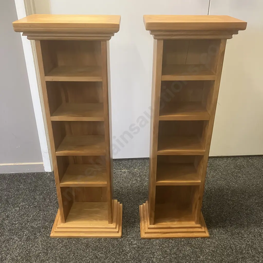 Pair of Rimu CD Stands. H87 W30.5 D19.5cm Image 1++