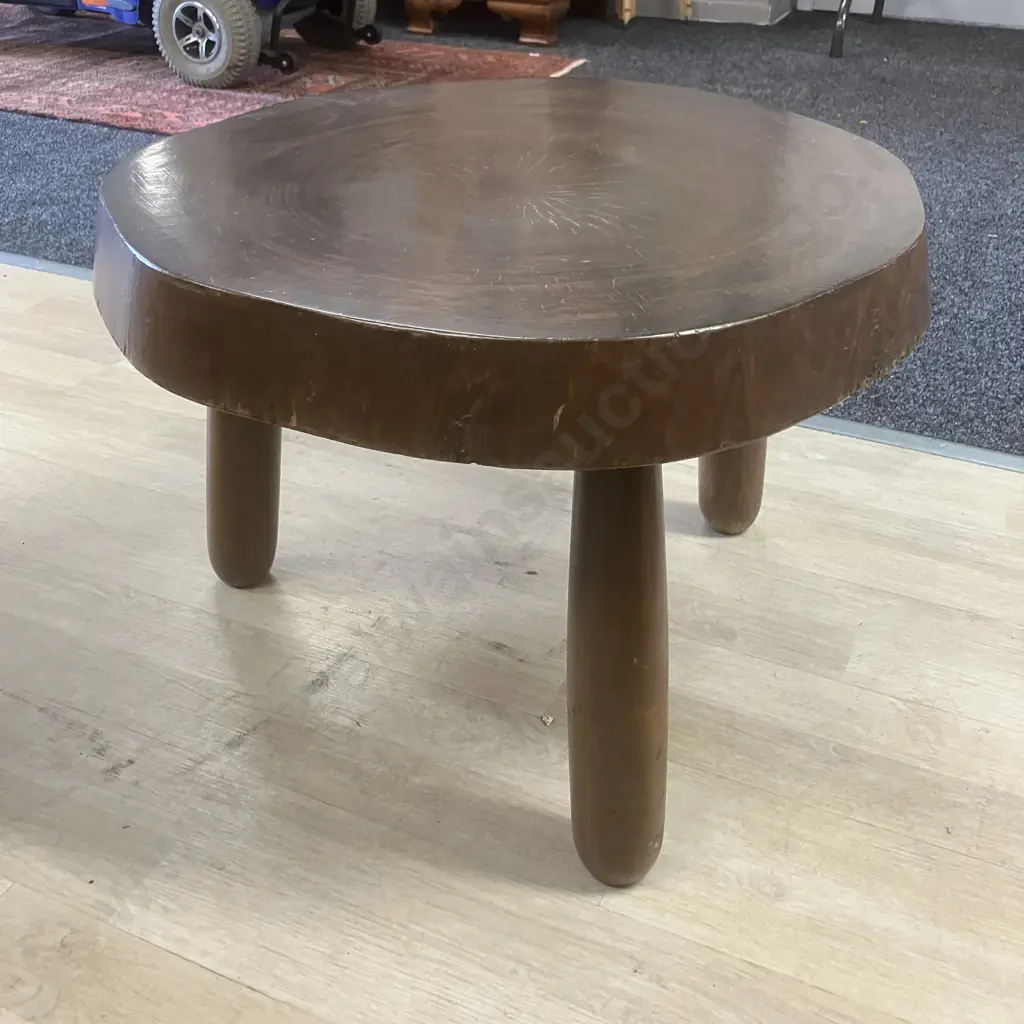 Natural Wood Ring Topped Table. H39 W58 D55cm Image 1++