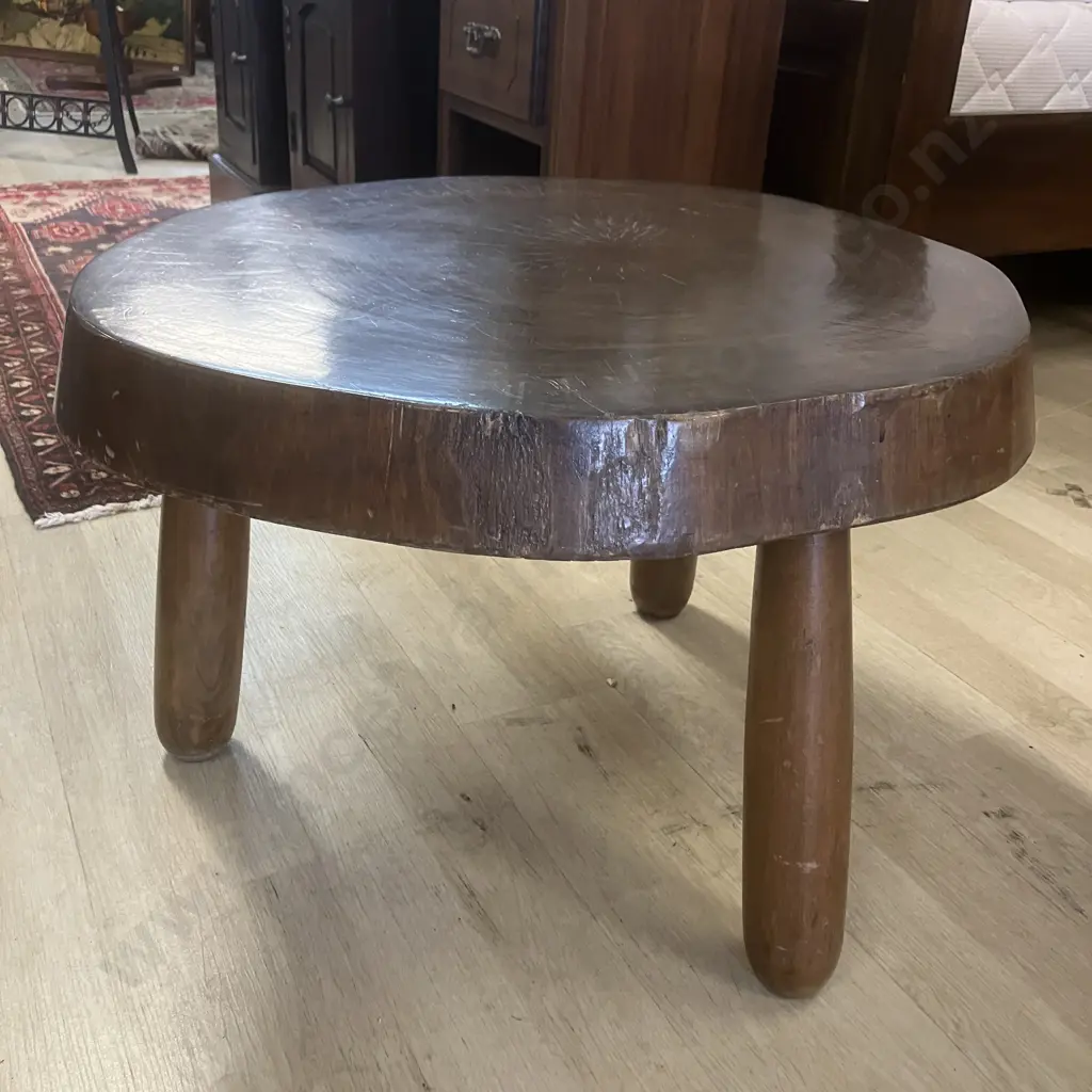 Natural Wood Ring Topped Table. H39 W58 D55cm Image 1++