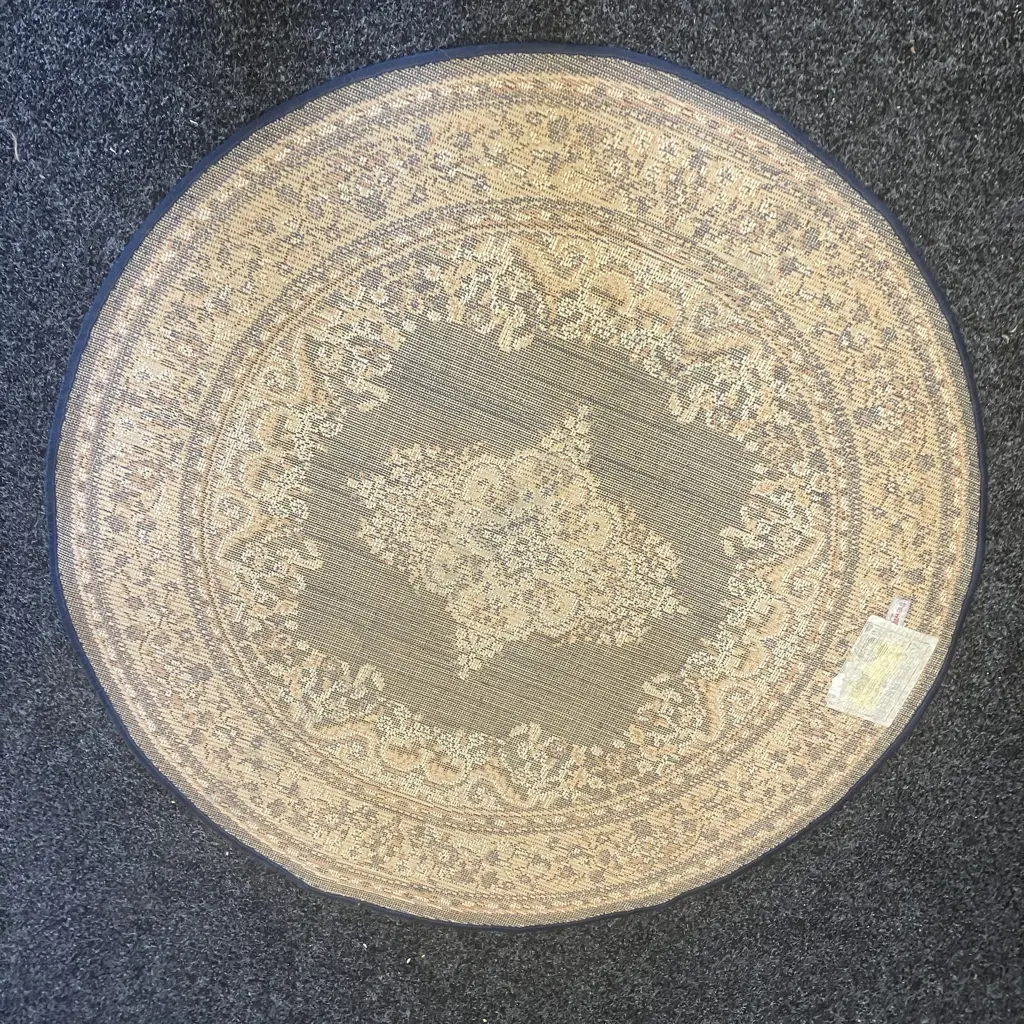 120cm Round Floor Rug Beige / Blue / Tan Colours Image 1++