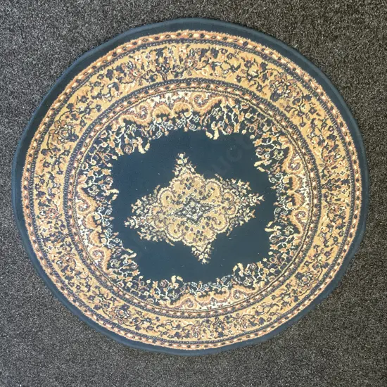 120cm Round Floor Rug Beige / Blue / Tan Colours