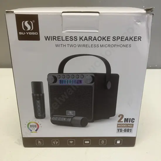 SU-YOSD Wireless Karaoke Speaker With 2 Wireless Microphones
