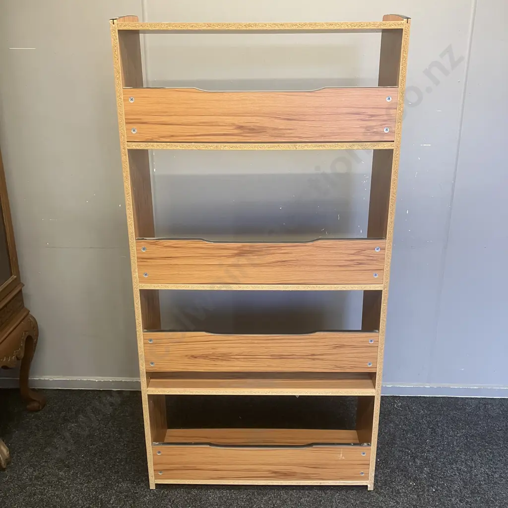 Open Back Bookcase - Wood Effect With Black Trim, 2 Adjustable Shelves. H159 W81 D30cm Image 1++