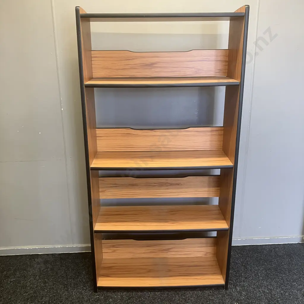 Open Back Bookcase - Wood Effect With Black Trim, 2 Adjustable Shelves. H159 W81 D30cm Image 1++