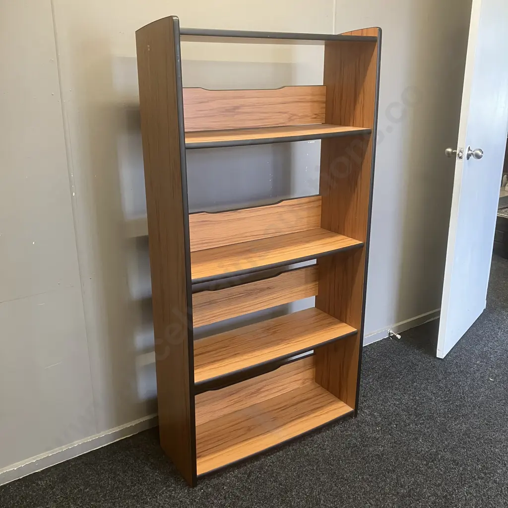 Open Back Bookcase - Wood Effect With Black Trim, 2 Adjustable Shelves. H159 W81 D30cm Image 1++