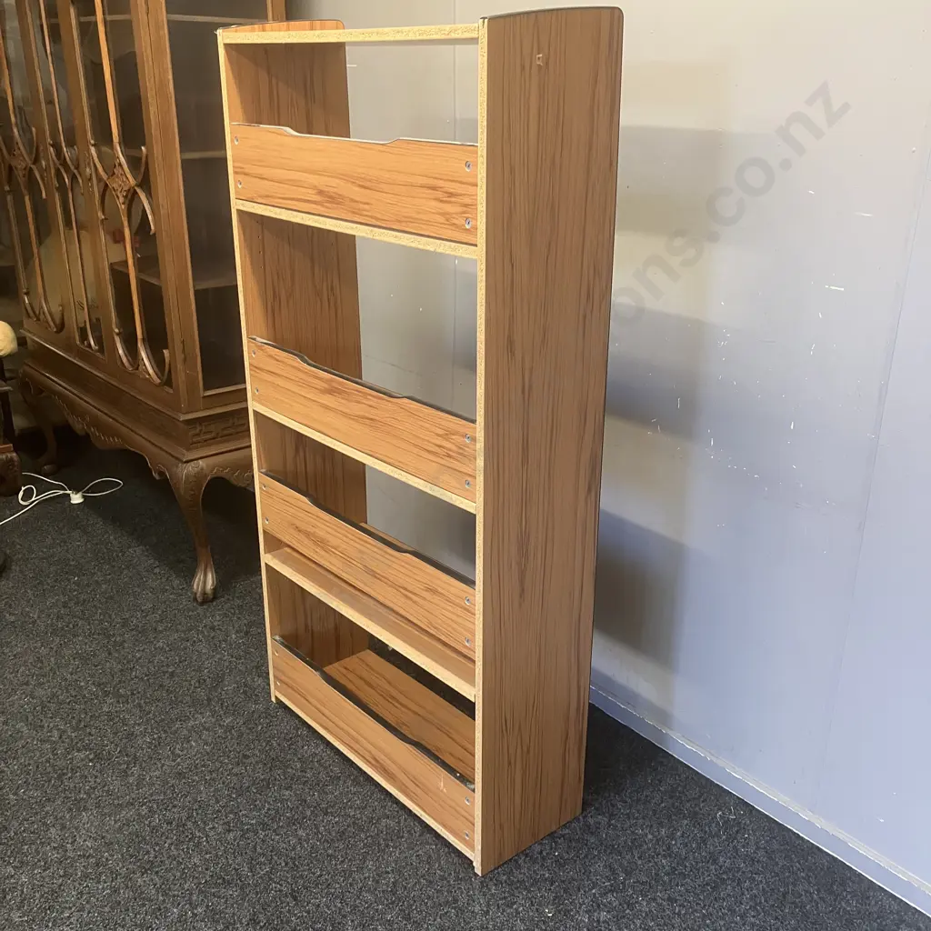 Open Back Bookcase - Wood Effect With Black Trim, 2 Adjustable Shelves. H159 W81 D30cm Image 1++