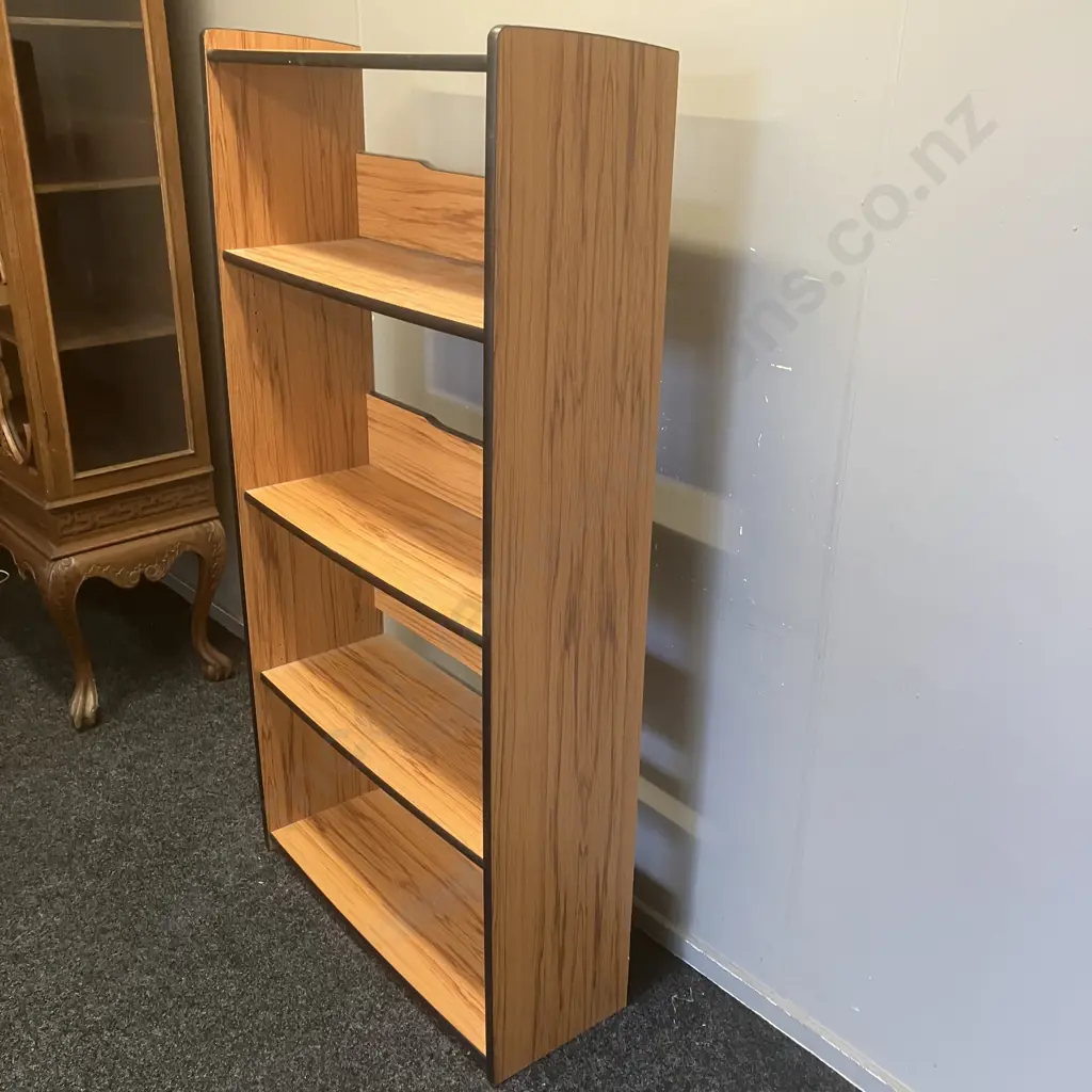 Open Back Bookcase - Wood Effect With Black Trim, 2 Adjustable Shelves. H159 W81 D30cm Image 1++