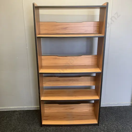 Open Back Bookcase - Wood Effect With Black Trim, 2 Adjustable Shelves. H159 W81 D30cm