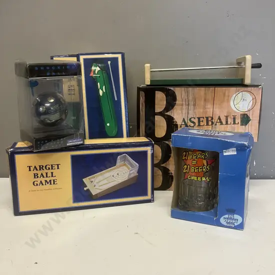 Assorted Games & Glass Beer Handle