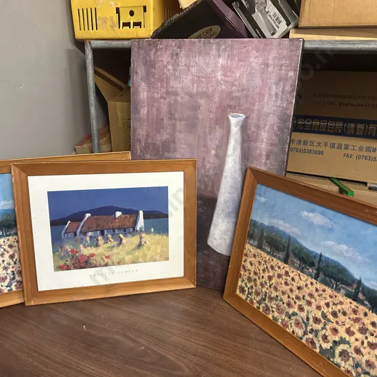Selection Of Framed Artwork Including Picture On Canvas