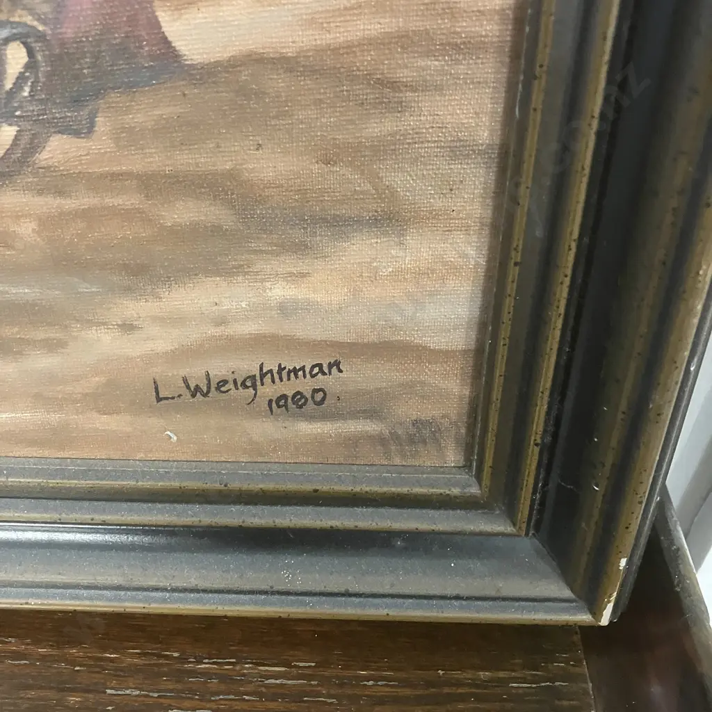 L Weightman "Shires" Kaikohe Original Oil On Board. 53 x 69cm Image 1++