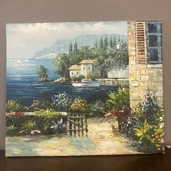 Original Oil On Canvas  Showing MOGLIANIs' - BORD DE MER. 48 x 579cm