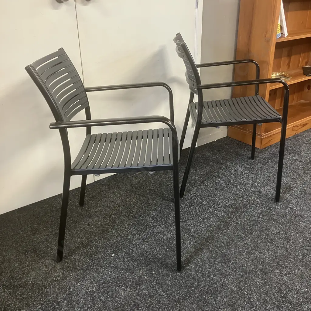 Pair of Stacking Black Outdoor / Indoor Dining Chairs Image 1++