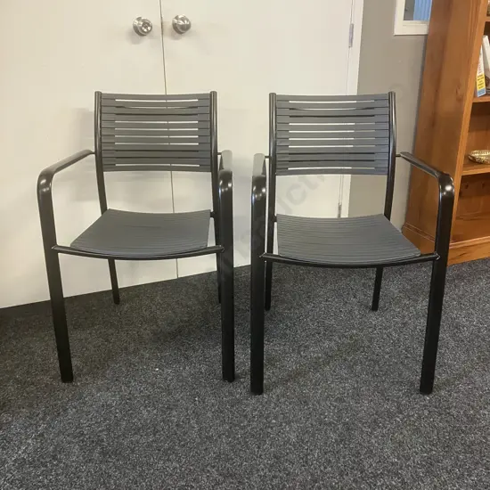 Pair of Stacking Black Outdoor / Indoor Dining Chairs