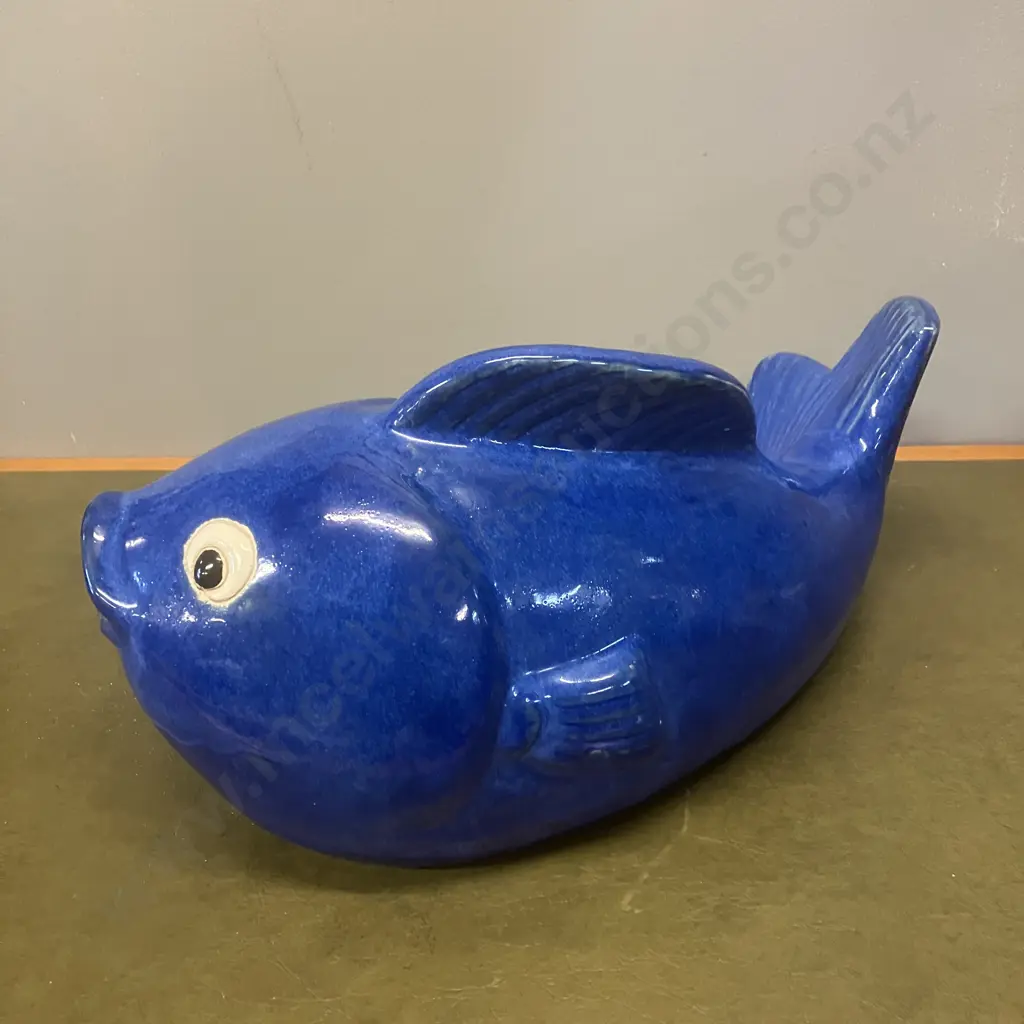 Blue Ceramic Ornamental Fish. 19 x 42cm Image 1++
