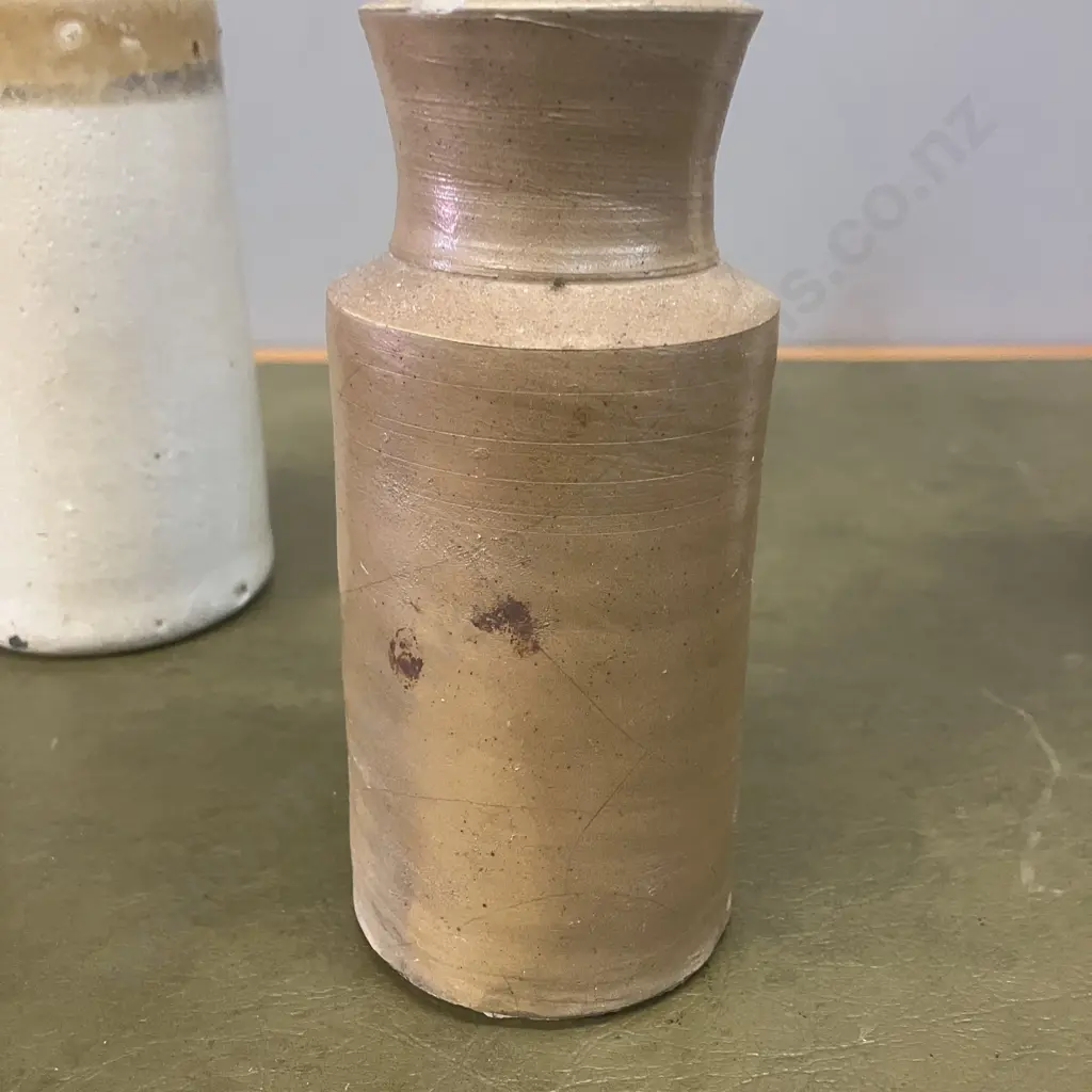 Antique Victorian Stoneware Bottle, Antique Ginger Beer Bottle & Beer Bottle Stamped M.K.M 0.5L, H24, 20 &16cm Image 1++