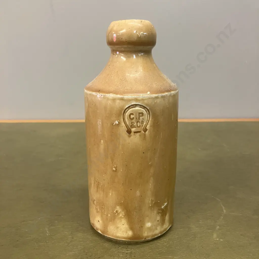 Horseshoe Charles Pocock  Impressed Stoneware Bottle (New South Wales) c1880's. H17cm Image 1++