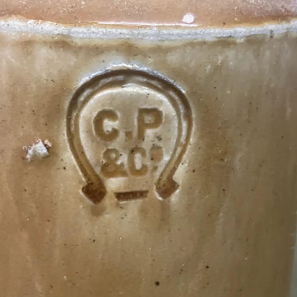 Horseshoe Charles Pocock  Impressed Stoneware Bottle (New South Wales) c1880's. H17cm Image 1++