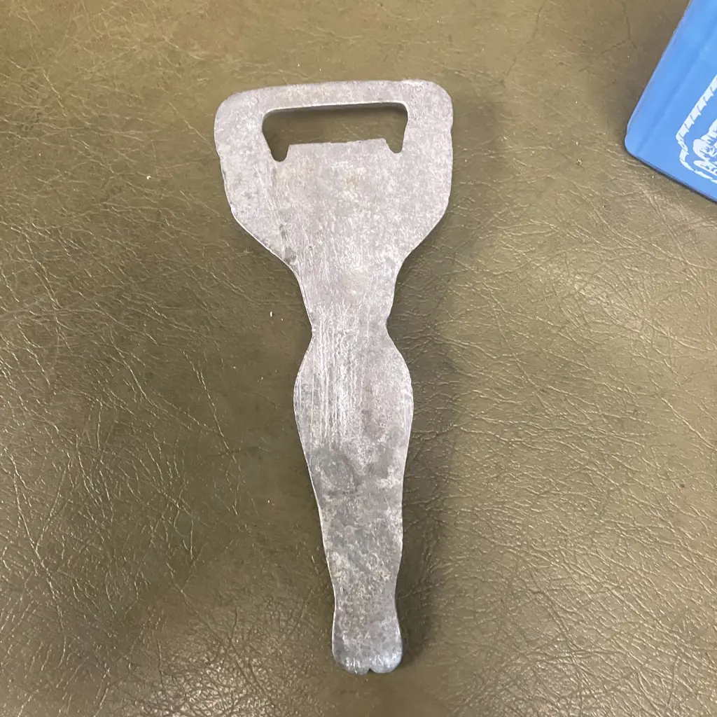 1965 Jim Beam Decanter Blue & White Milk Glass. H32cm With Art Deco Naked Lady Bottle Opener Image 1++