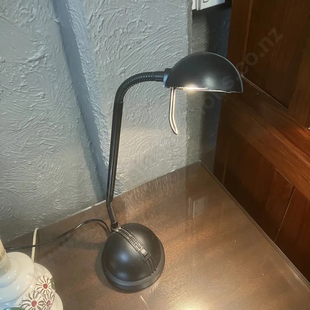 Black Halogen Desk Lamp & Clothes Brush Image 1++