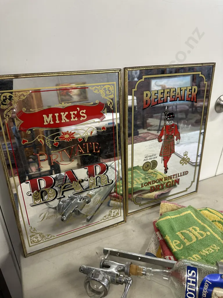 Booths & Mellow Wood Vintage Spirit Bottle Holders & Dispensers, Picture Bar Mirrors & Towels Image 1++