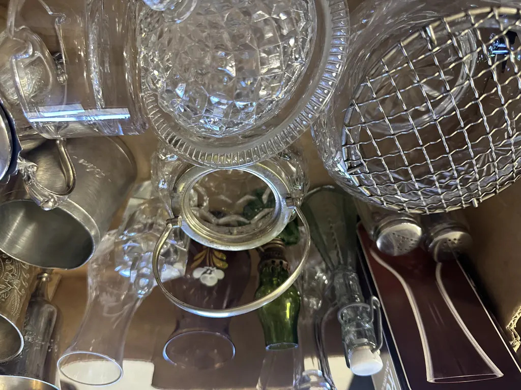 Box Lot Assorted Glassware & Silverware Items Image 1++