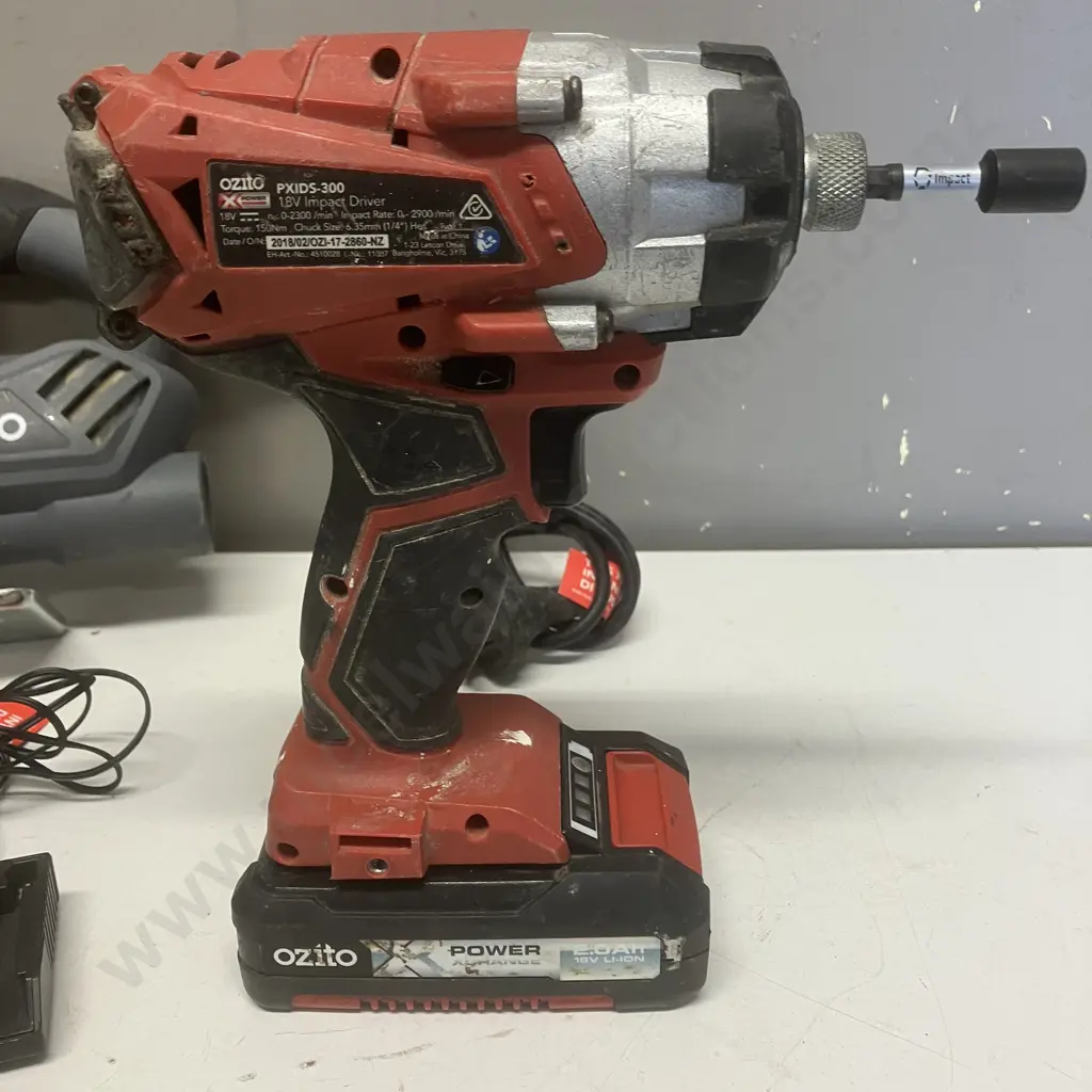Ozito 18V Impact Driver, 2.0Ah Battery & Charger With Ozito 24 Volt Variable Speed Jigsaw Image 1++