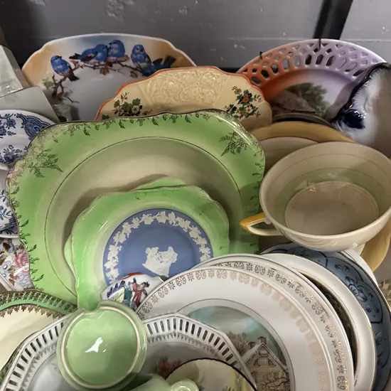 Box Lot Collectors Plates, China Items Etc