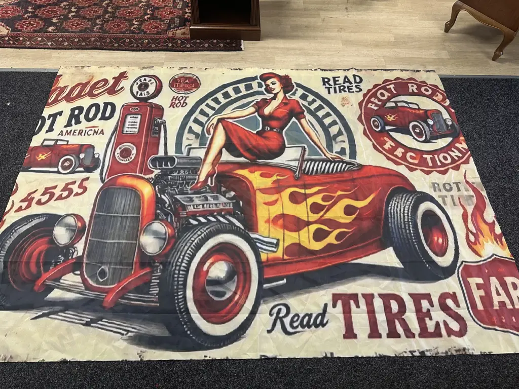 Vintage Items Including Hot Rod Wall Art, Millenium Falcon, Flamingo Neon Light Etc Image 1++