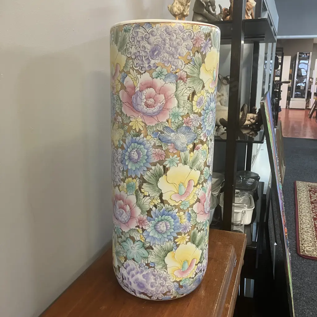 Chinese Chinoiserie Style Ceramic Umbrella Stand. 62 x 23.5cm Image 1++