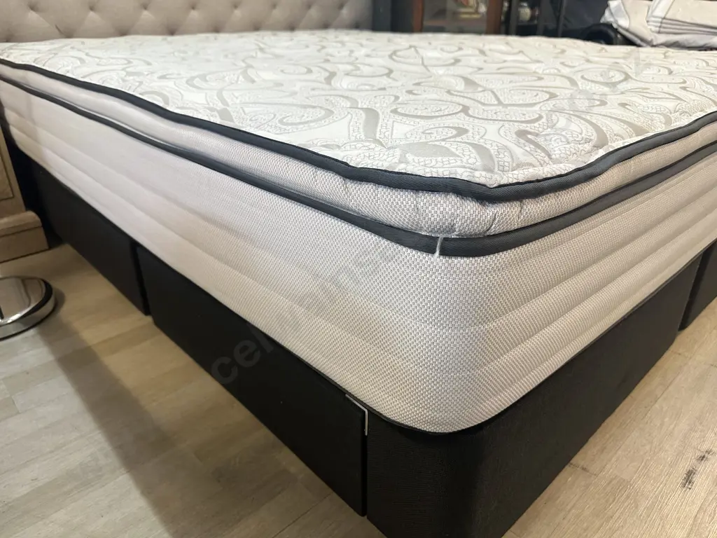 Melrose King Size Bed - Sleep Smart Medium Mattress With Medium Drawer Black Base Image 1++