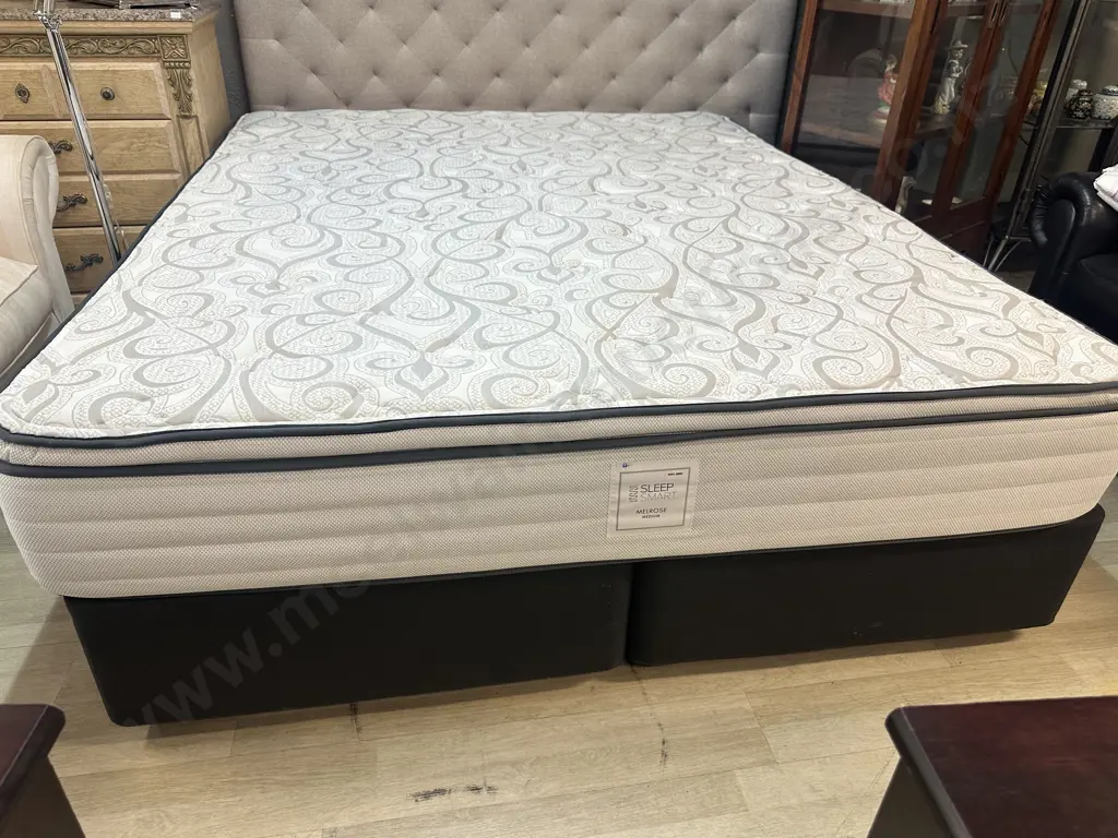 Melrose King Size Bed - Sleep Smart Medium Mattress With Medium Drawer Black Base Image 1++