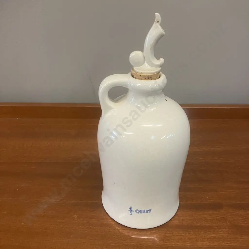 Vintage Henry McKenna 4/5 Quart Stoneware Sour Mash Bourbon Whiskey Decanter With Pour Spout Image 1++