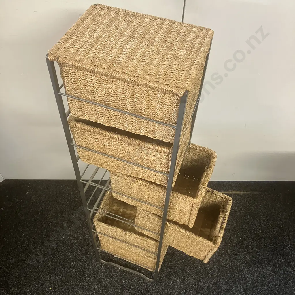Seagrass 6 Drawer Storage Tower. H107 W20 D26.5cm Image 1++