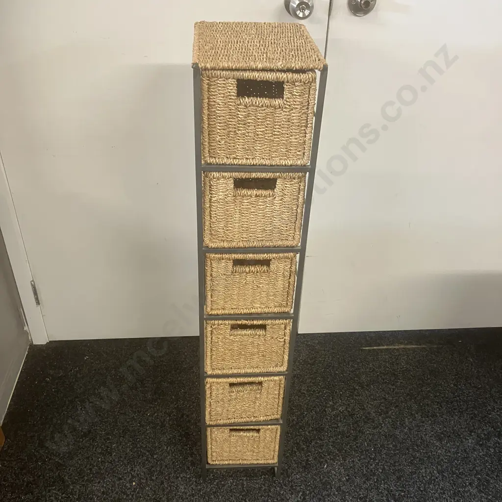 Seagrass 6 Drawer Storage Tower. H107 W20 D26.5cm Image 1++