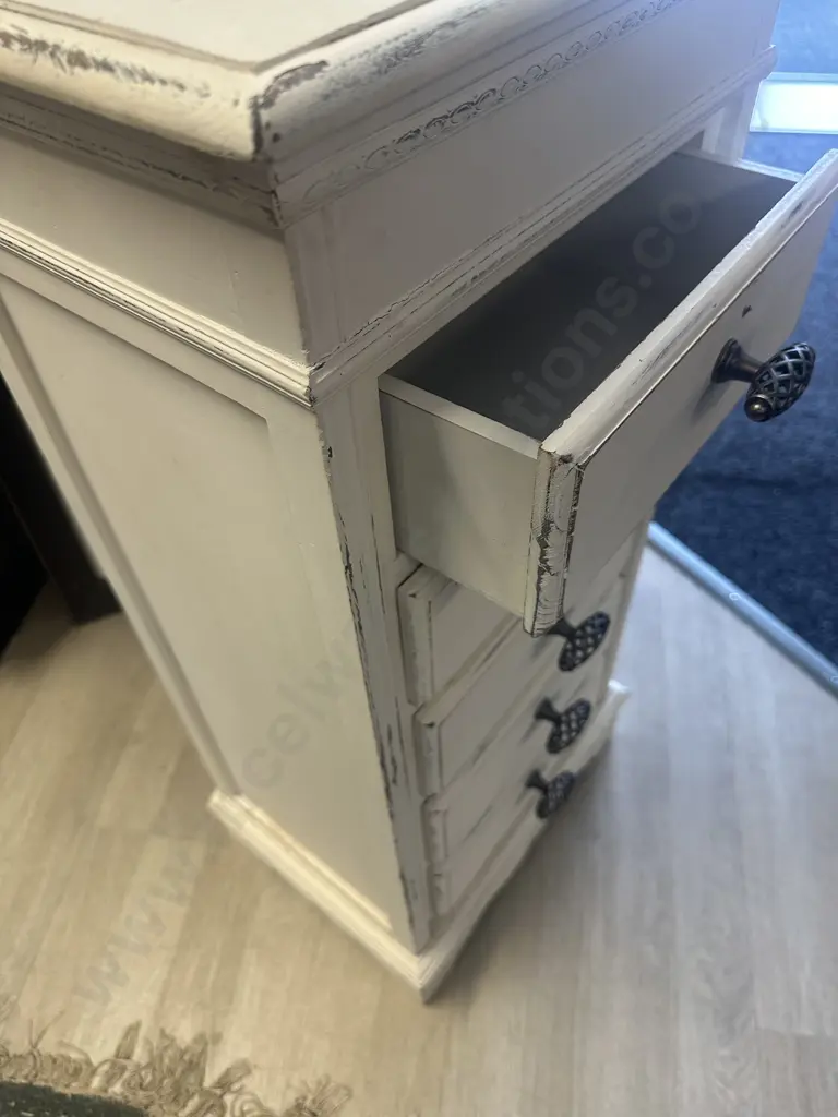 Cream Antique Look Five Small Drawer Unit H82,W39,D29cm. Image 1++