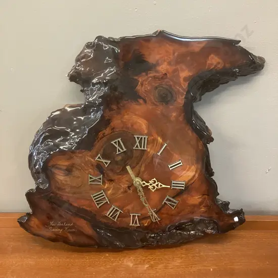 New Zealand Swamp Kauri Clock - Dorma Villa Productions. 44 x 43.5cm