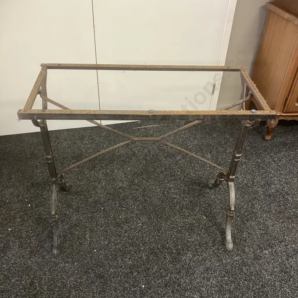 French Marble Top Cast Iron Bistro Table. H76 W119 D60cm Image 1++