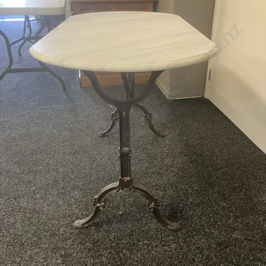 French Marble Top Cast Iron Bistro Table. H76 W119 D60cm Image 1++