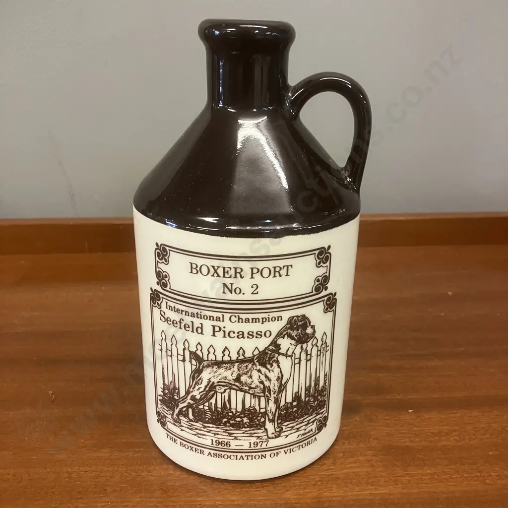 Vintage Victoria Boxer Assn 'Seefeld Picasso International Champion' Tawny Port Stoneware Jug Image 1++