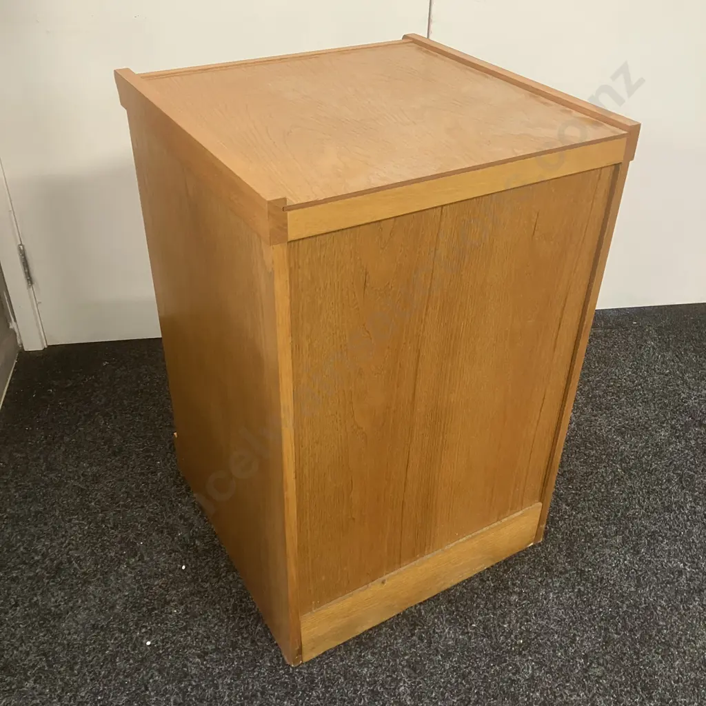 Oak 2 Drawer Filing Cabinet, Brass Details & Handles. H72 W48 D48cm Image 1++