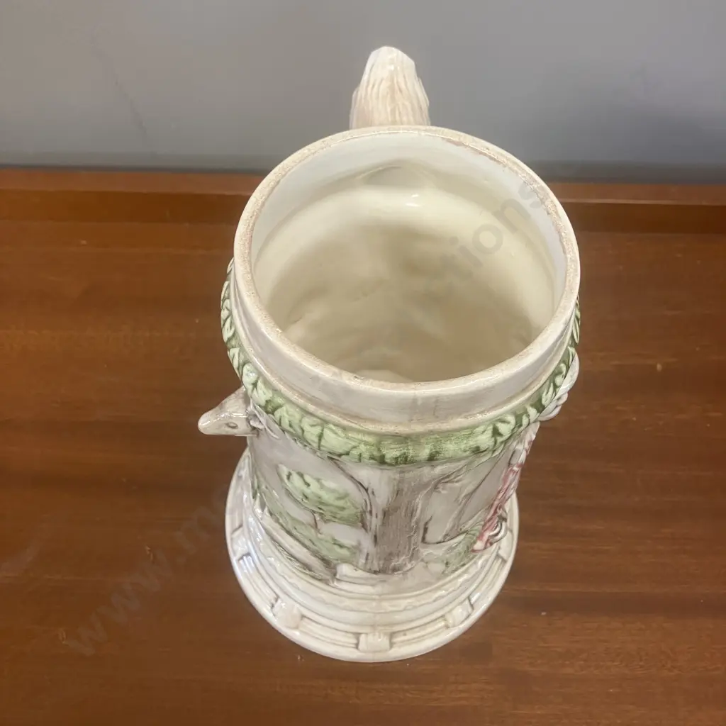 Vintage Alaskan Clay Stein With 3D Relief Miner & Deer. H22cm (Small Chip On Handle) Image 1++