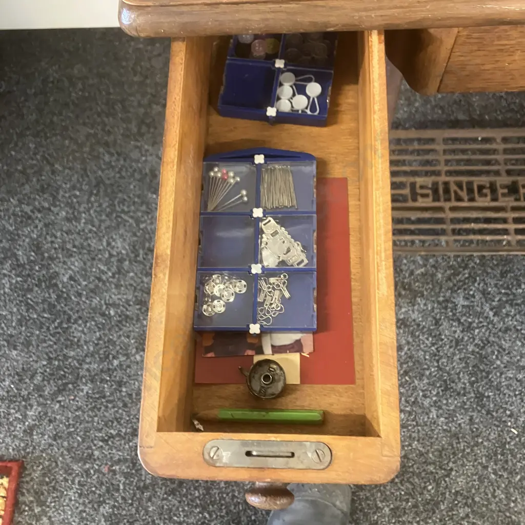 1949 Singer Model No 15K88 Treadle Sewing Machine With Manual & Accessories, #EF338259 - Kilbowie, Clydebank, Scotland Image 1++