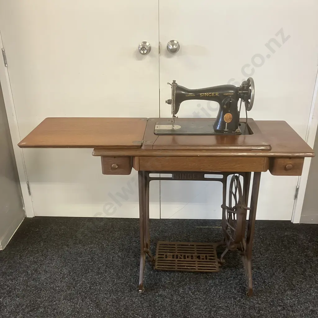 1949 Singer Model No 15K88 Treadle Sewing Machine With Manual & Accessories, #EF338259 - Kilbowie, Clydebank, Scotland Image 1++