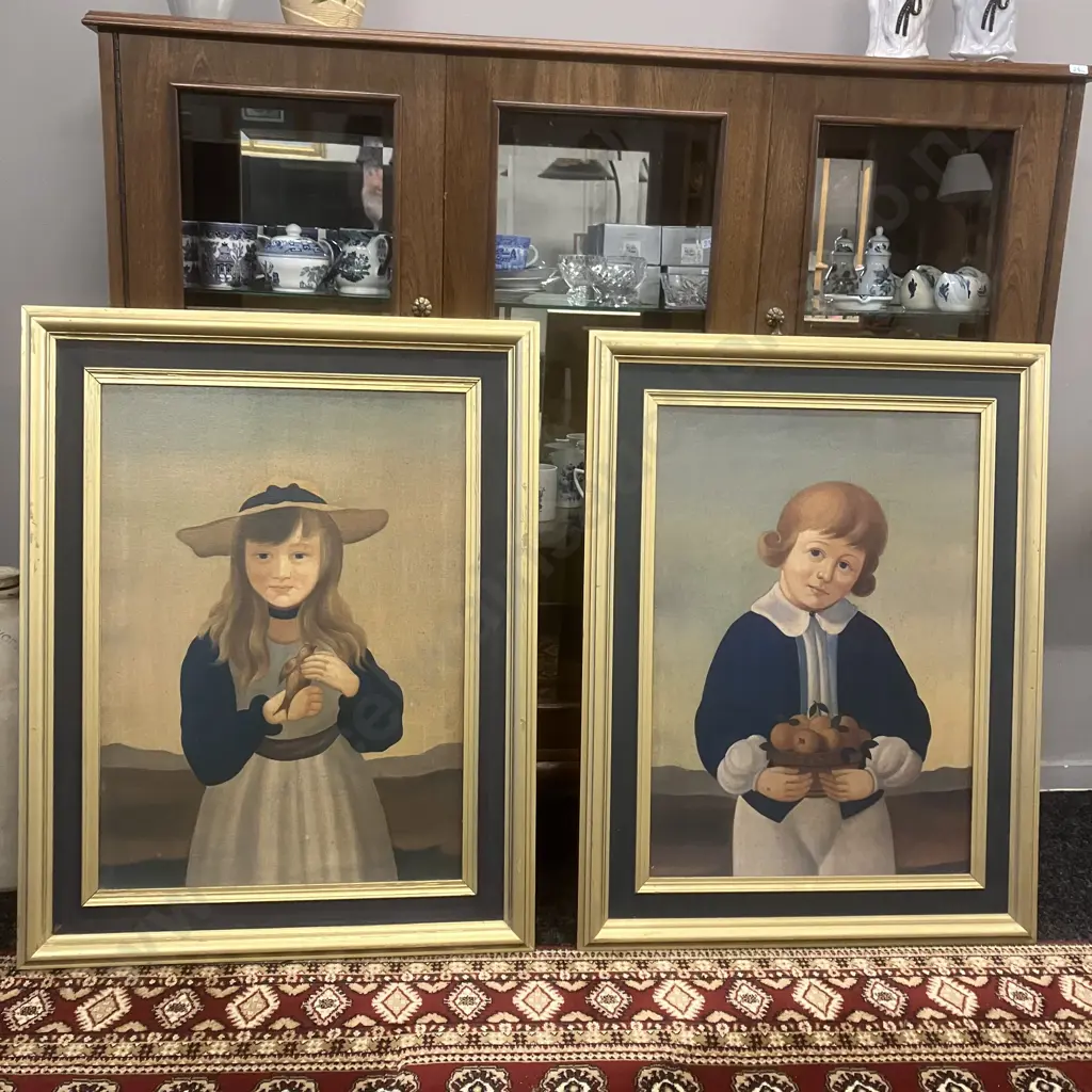 American Folk Art Portraits - Framed, Pair of. 86 x 67cm Image 1++