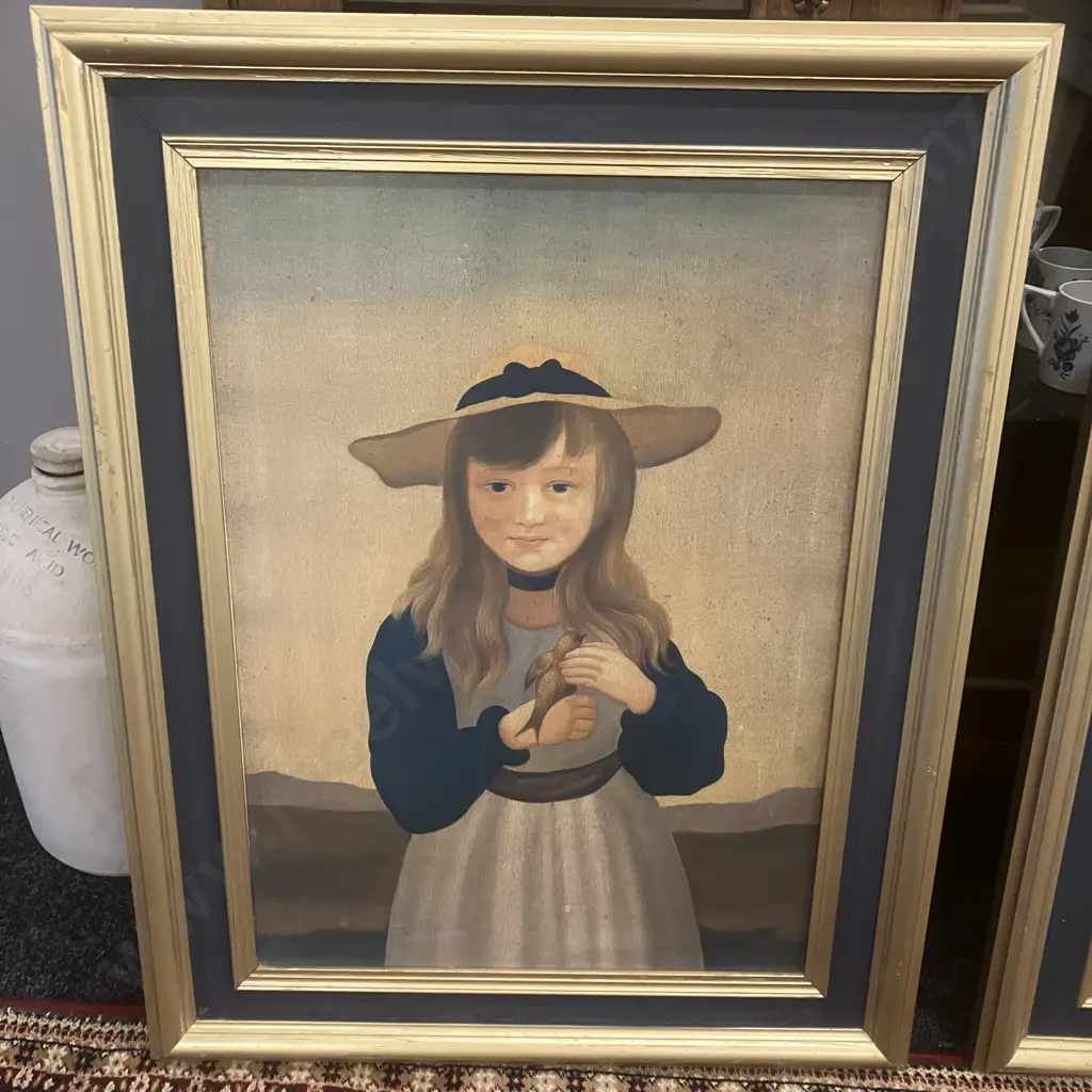 American Folk Art Portraits - Framed, Pair of. 86 x 67cm Image 1++